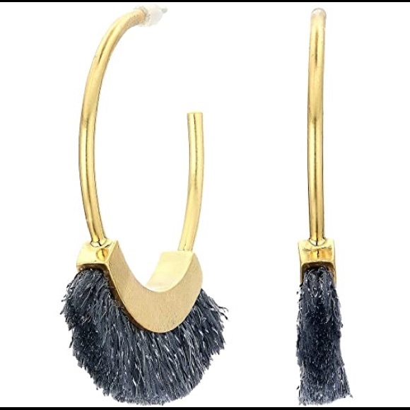 MADEWELL Fringe Hoop Earrings in Hematite Lurex - Picture 6 of 8
